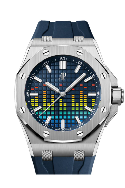 Audemars Piguet Royal Oak Offshore 43 Blue Dial Blue Rubber Strap Watch 15600TI.OO.A343CA.01