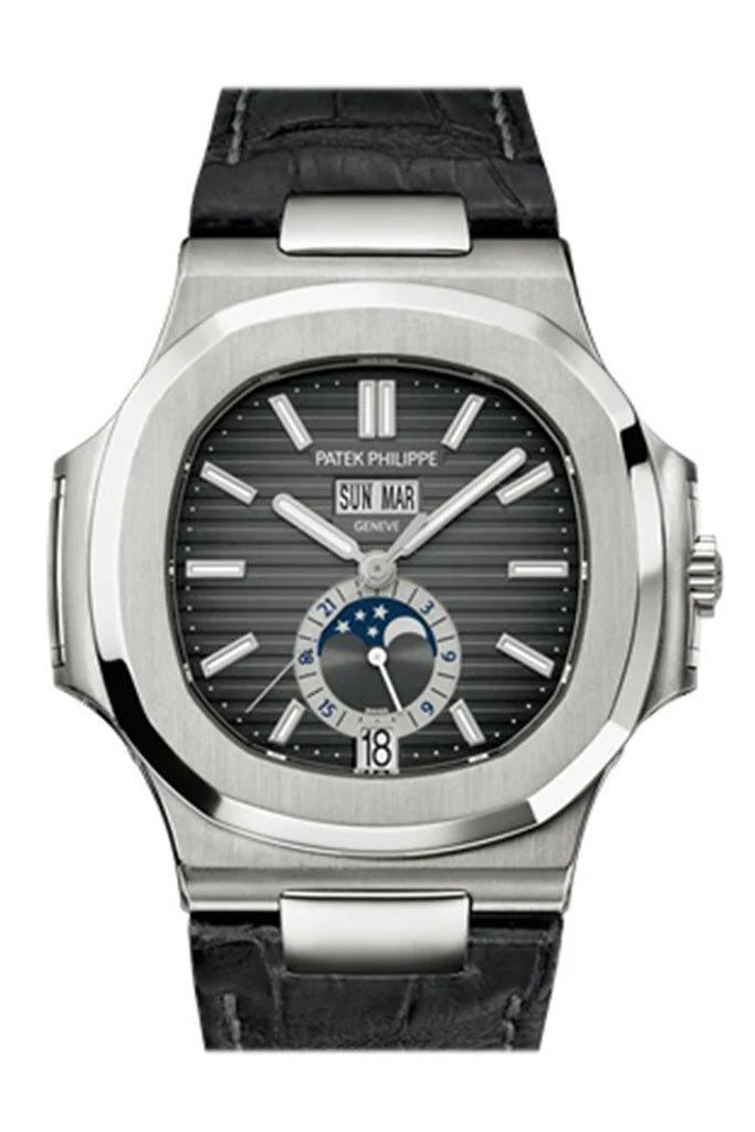 Patek Philippe Nautilus Automatic GMT Moonphase Black Dial Stainless Steel Men's Watch 5726A-001