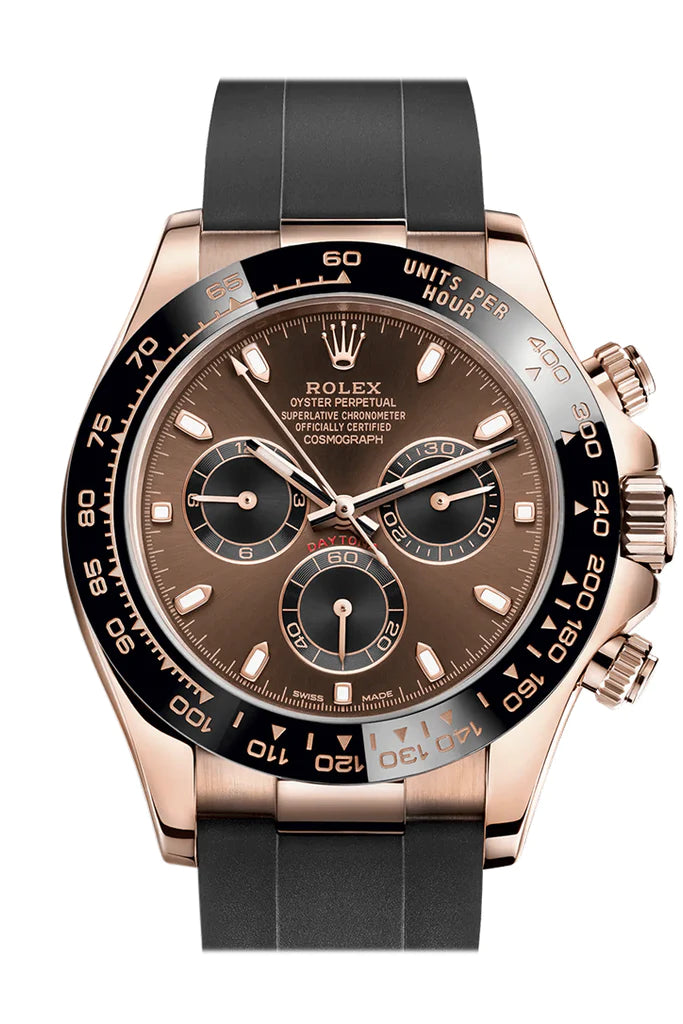 Rolex Cosmograph Daytona Rose Gold Chocolate and Black Dial Oysterflex (116515LN)