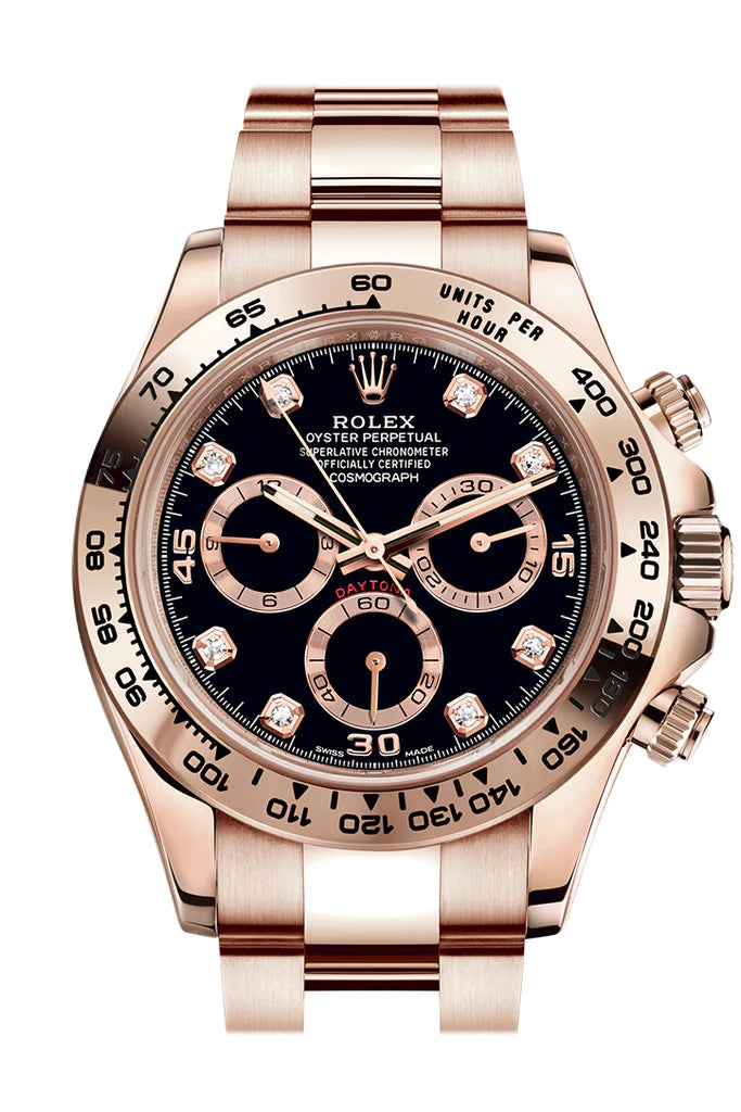 Rolex Cosmograph Daytona Rose Gold Black Diamond Set Dial Bracelet (116505)