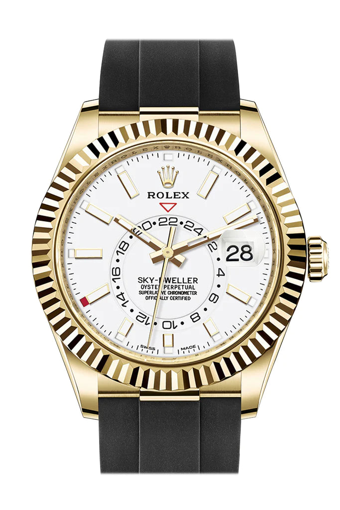 Rolex Sky-Dweller 42 White Dial 18K Yellow Gold Men's Watch (326238)