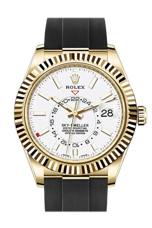 Rolex Sky-Dweller 42 White Dial 18K Yellow Gold Men's Watch (326238)