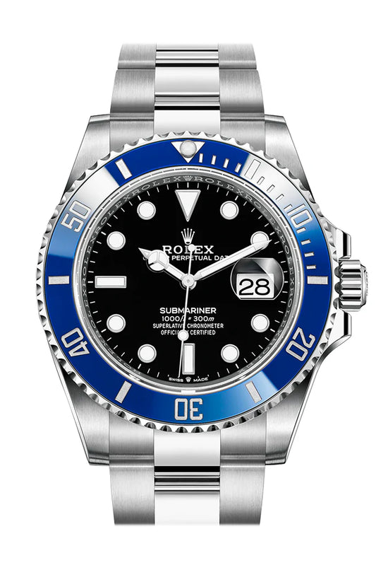 Rolex Submariner 41 Black Dial Blue Ceramic Bezel White Gold Bracelet Automatic Men's Watch (126619LB),