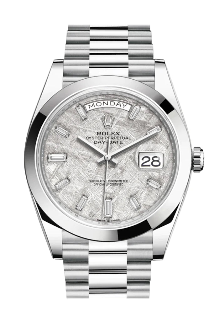 Rolex Day-Date 40 Meteorite Baguette Diamond Dial Watch (228206)