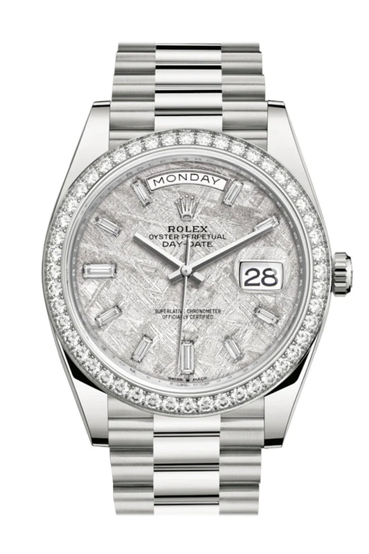 Rolex Day-Date 40 Meteorite Baguette Diamond Dial Watch (228349RBR)