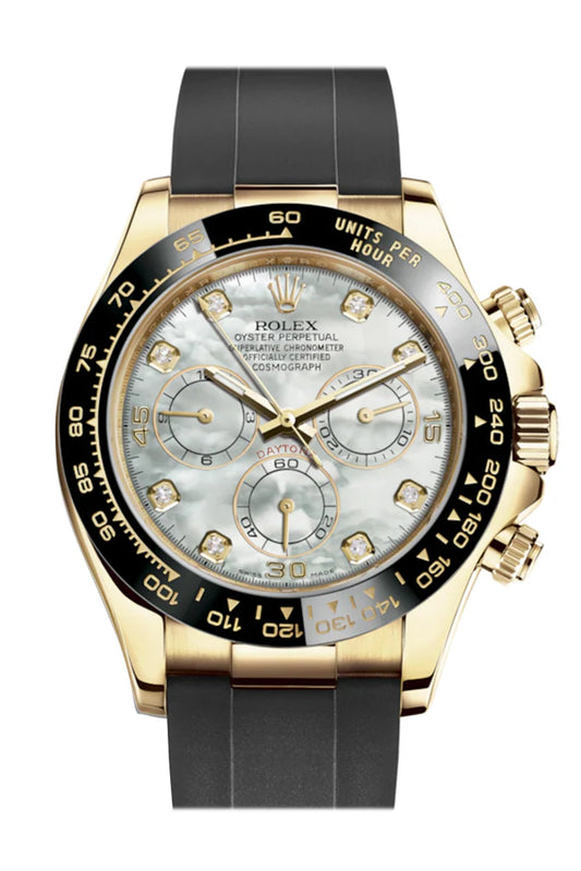 Rolex Cosmograph Daytona White Mother of Pearl Diamond Yellow Gold Watch (116518LN)