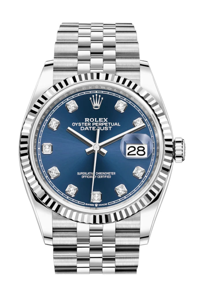 Rolex Datejust 36 Blue Diamond Dial Automatic Jubilee Watch (126234)