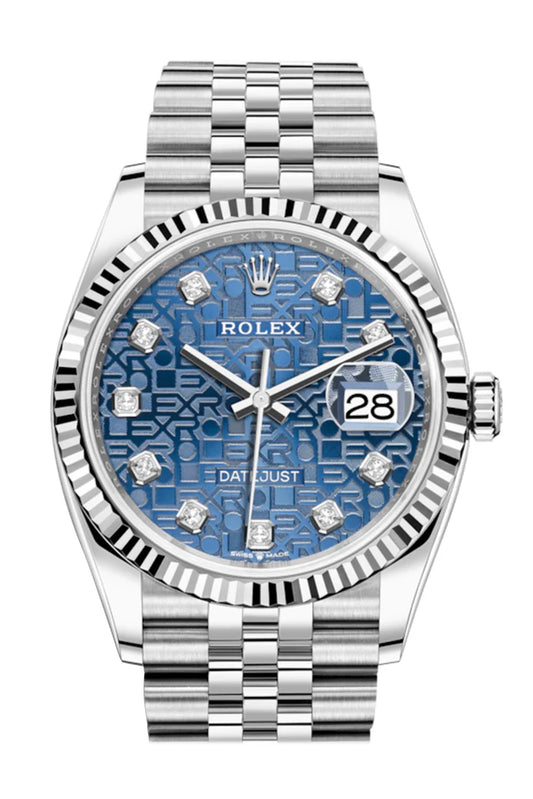 Rolex Datejust 36 Blue Jubilee Diamond Dial Automatic Jubilee Watch (126234)