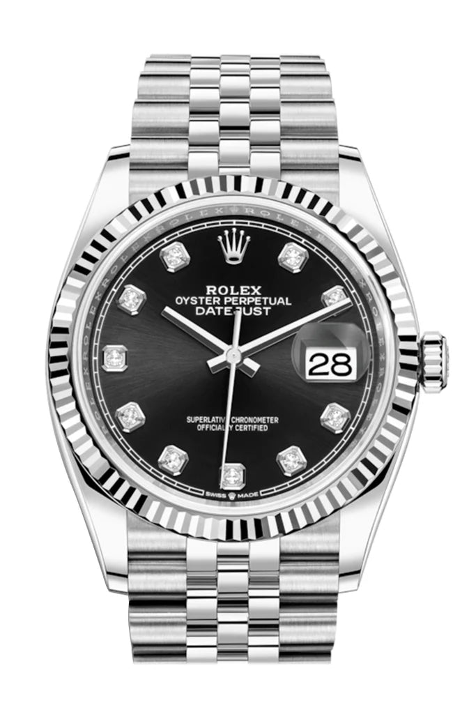 Rolex Datejust 36 Black Diamond Dial Automatic Jubilee Watch (126234)