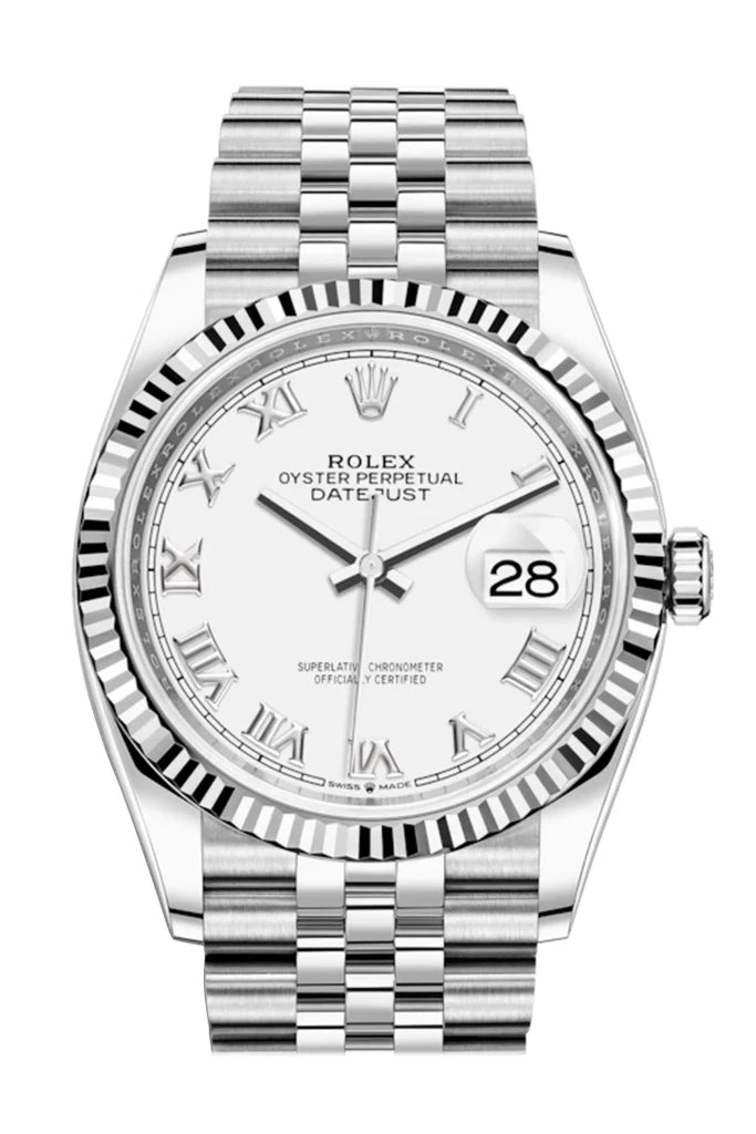 Rolex Datejust 36 White Roman Dial Automatic Jubilee Watch (126234)