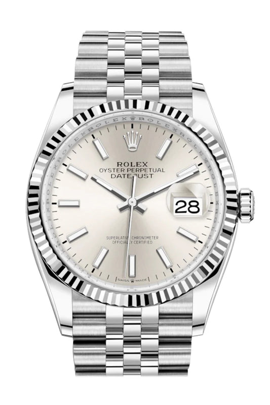 Rolex Datejust 36 Silver Stick Dial Automatic Jubilee Watch (126234)