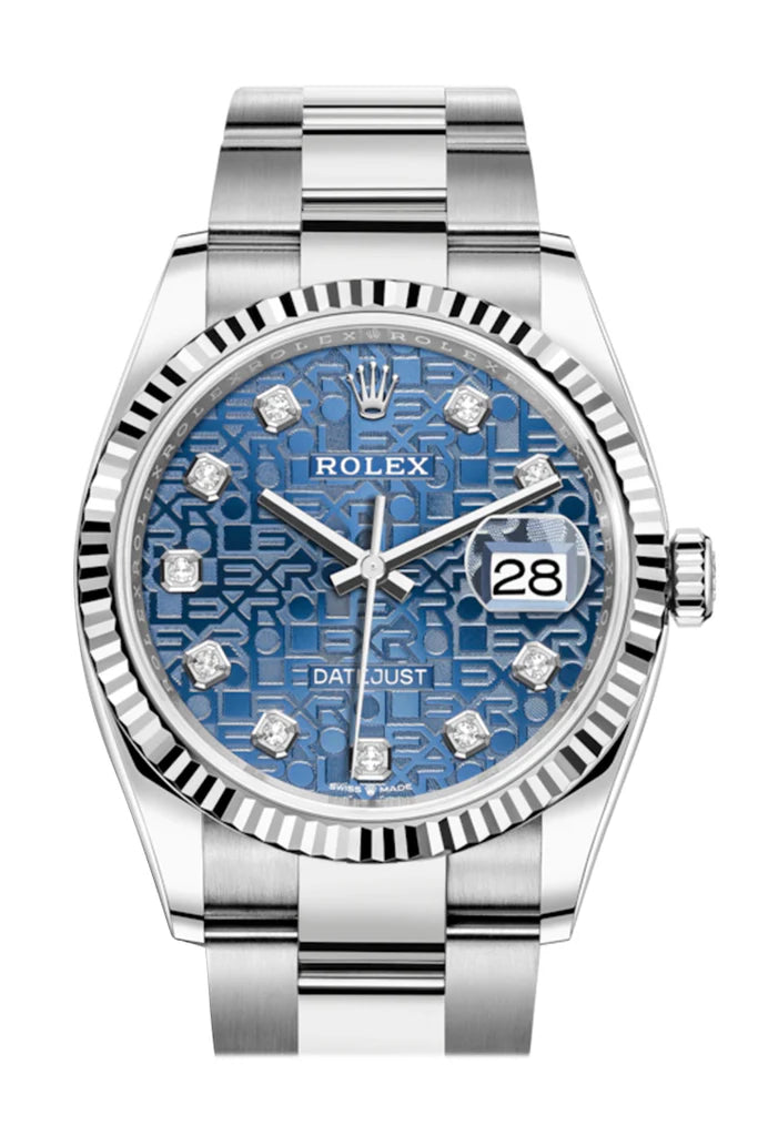 Rolex Datejust 36 Blue Jubilee Diamond Dial Automatic oyster Watch (126234)