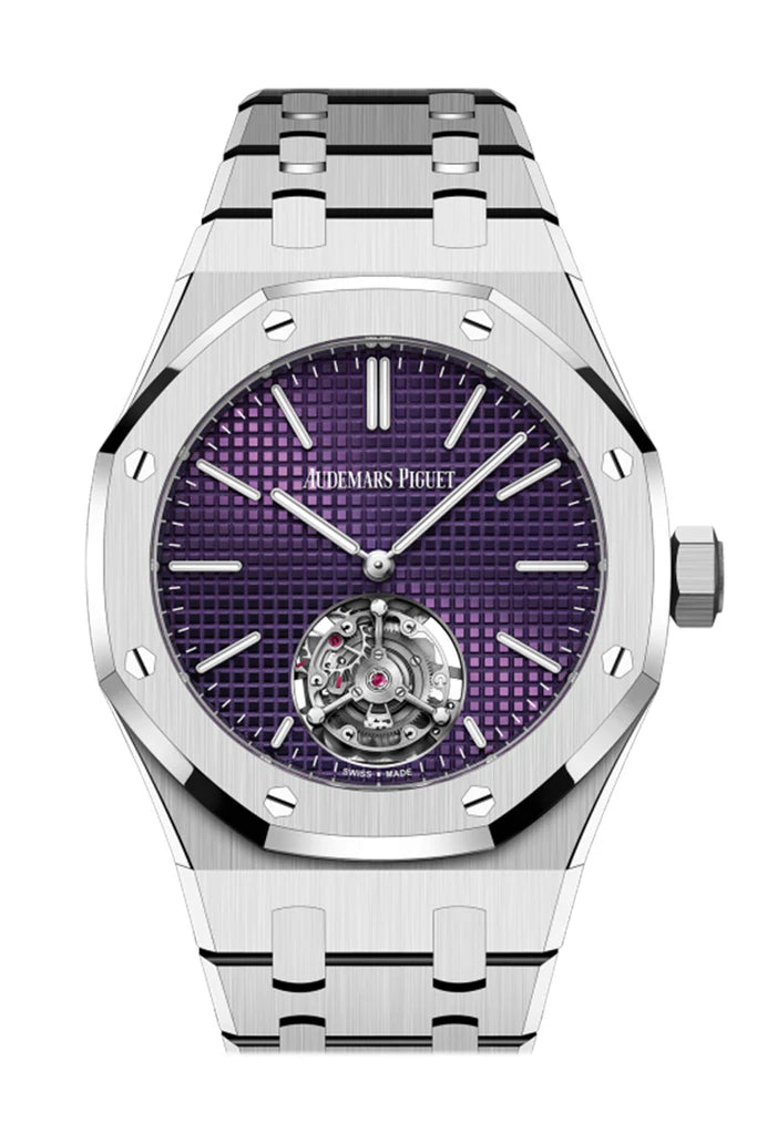 Audemars Piguet Royal Oak Plum Dial Flying Tourbillon Extra-Thin RD#3 Stainless Steel Watch (26660ST.OO.1356ST.02)