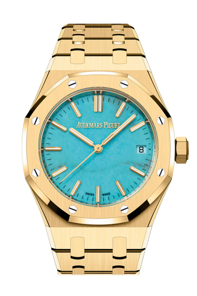 Audemars Piguet Royal Oak Yellow Gold Turquoise Dial Watch (15550BA.OO.1356BA.01)