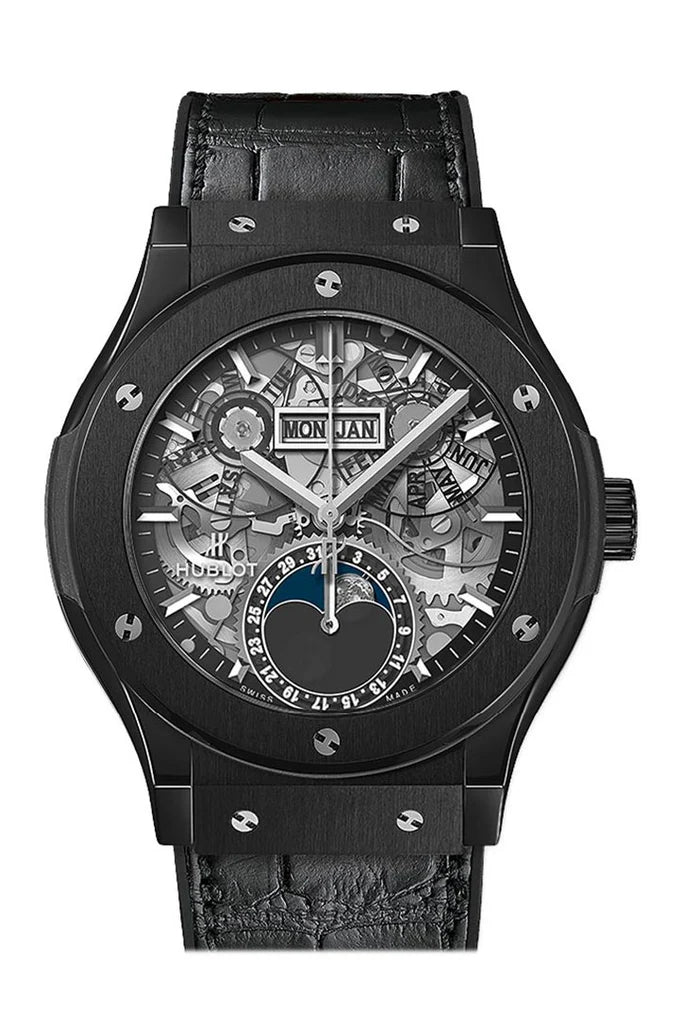 Hublot Classic Fusion Aerofusion Moonphase Black Magic Automatic Silver Dial Men's Watch (547.CX.0170.LR)