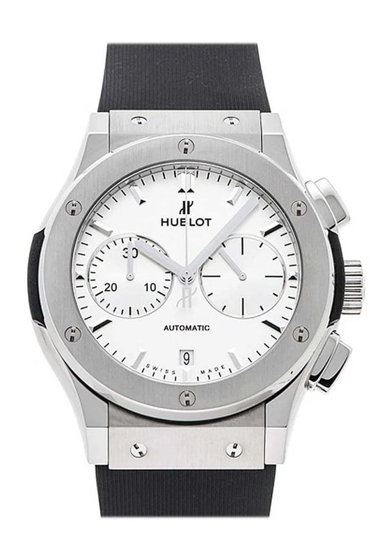 Hublot Classic Fusion Chronograph White Dial 45mm Automatic in Titanium on Black Rubber Strap (521.NX.2611.RX)