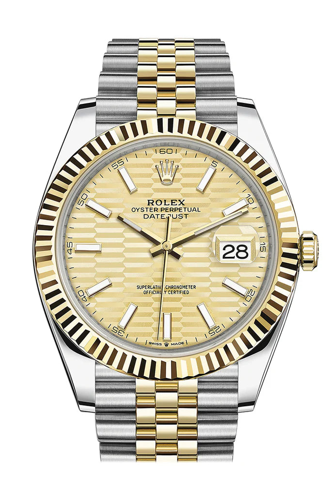 Rolex Datejust 41 Champagne motif Dial Fluted Men's Watch (126333-0022)