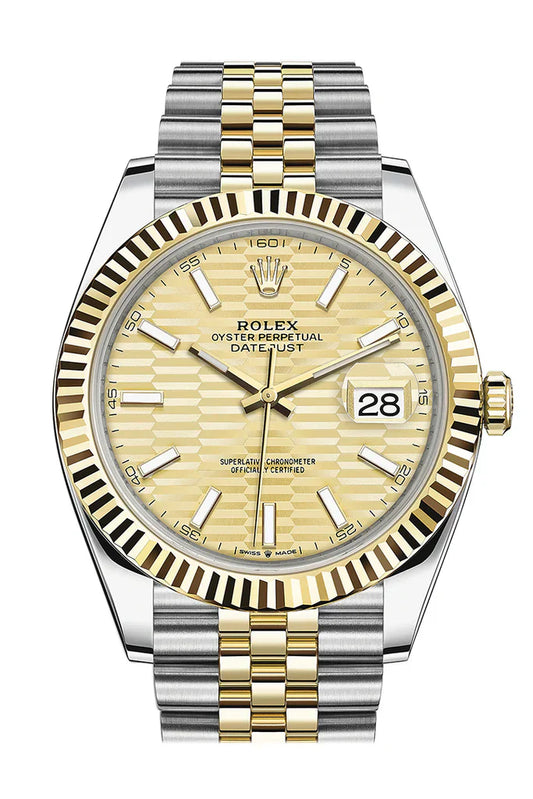 Rolex Datejust 41 Champagne motif Dial Fluted Men's Watch (126333-0022)