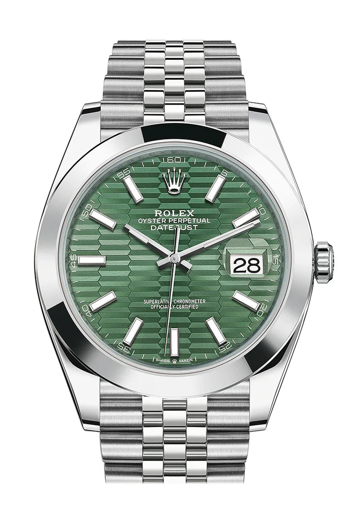 Rolex Datejust 41 Green smooth Stick Dial Men's Watch (126300-0020)