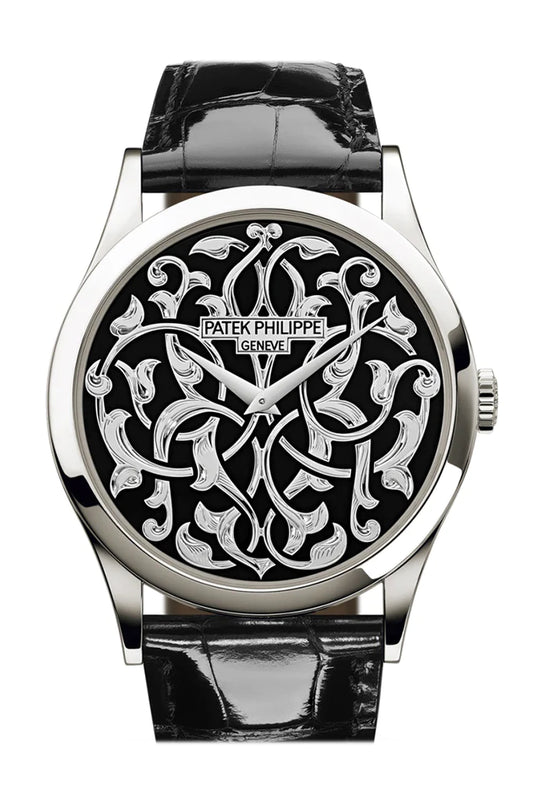 Patek Philippe Calatrava Engraved Black Dial Platinum (5088/100P-001)