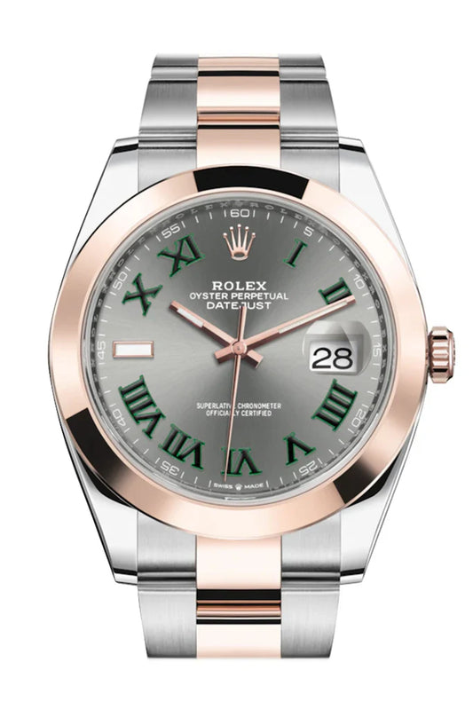 Rolex Datejust 41 Wimbeldon Dial Steel and 18K Rose Gold Smooth Men's Watch (126301)