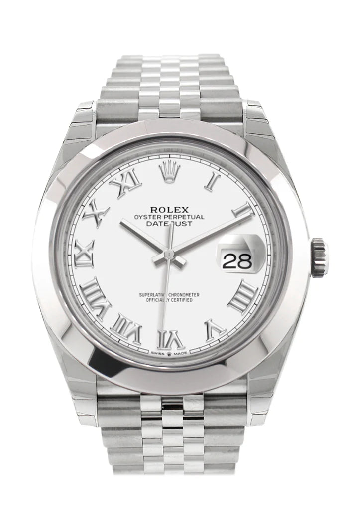 Rolex Datejust 41 White Roman Dial Automatic Jubilee Men's Watch (126300)