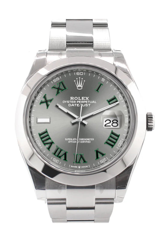 Rolex Datejust 41 Wimbeldon Roman Dial smooth Automatic oyster Men's Watch (126300)