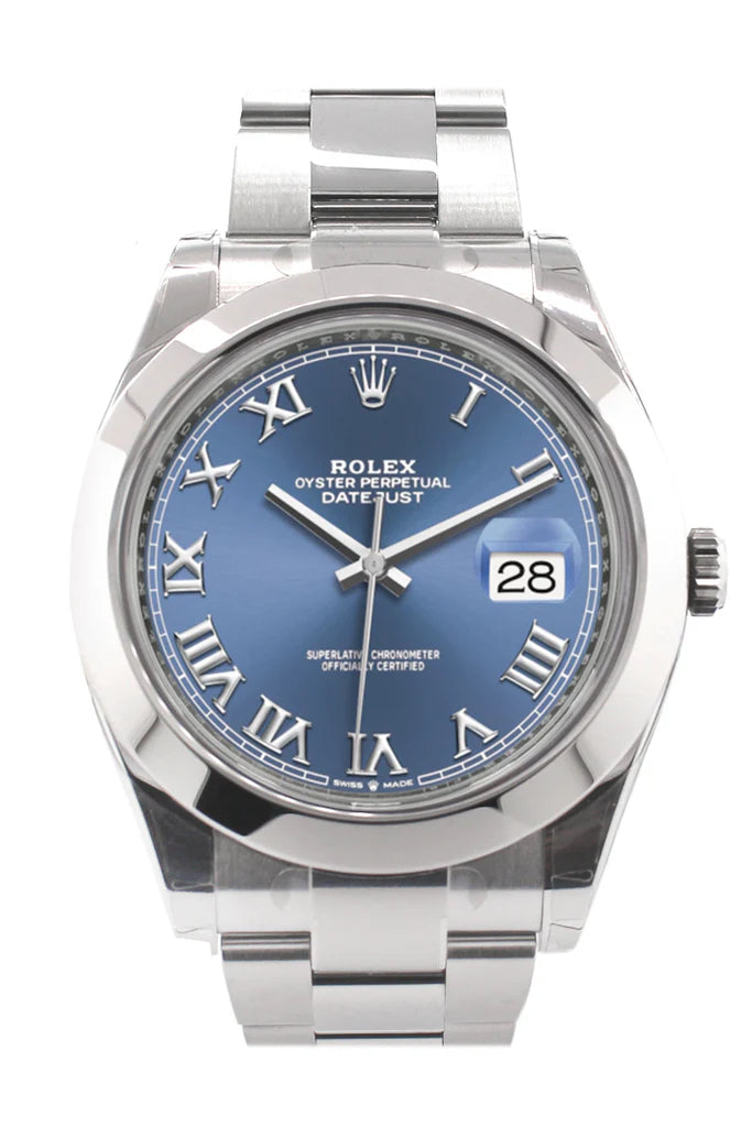 Rolex Datejust 41 Blue Roman Dial smoothl Automatic Men's Watch (126300)