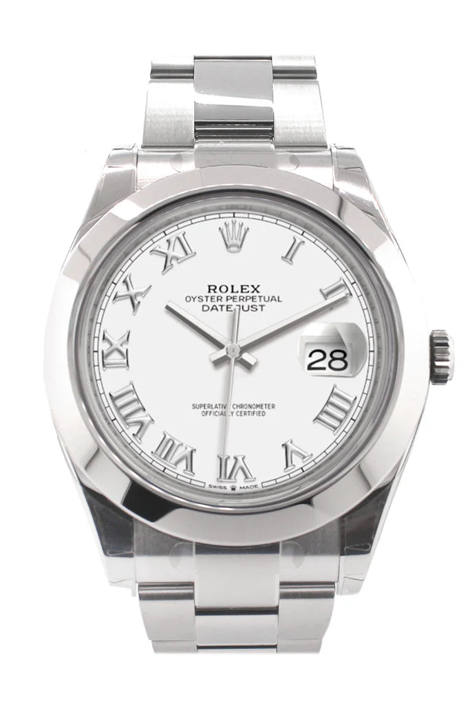 Rolex Datejust 41 White Roman Dial Automatic Men's Watch (126300)