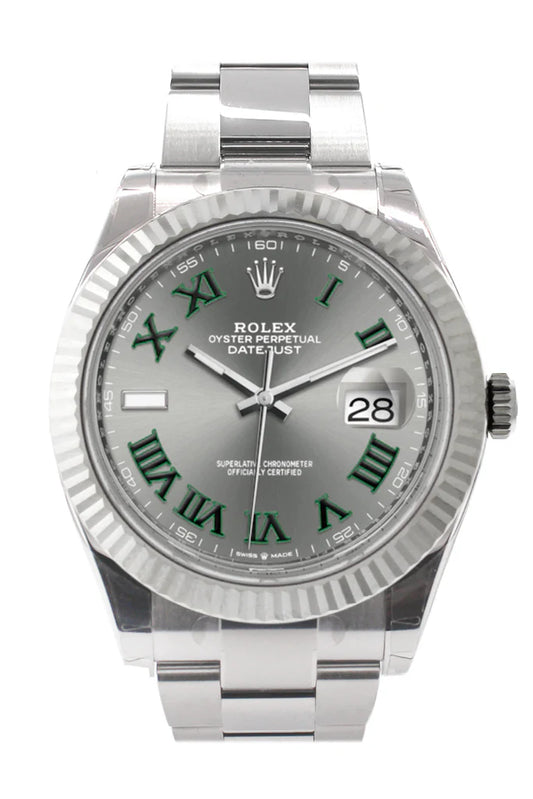 Rolex Datejust 41 Wimbeldon Dial Fluted Bezel oyster Men's Watch (126334)