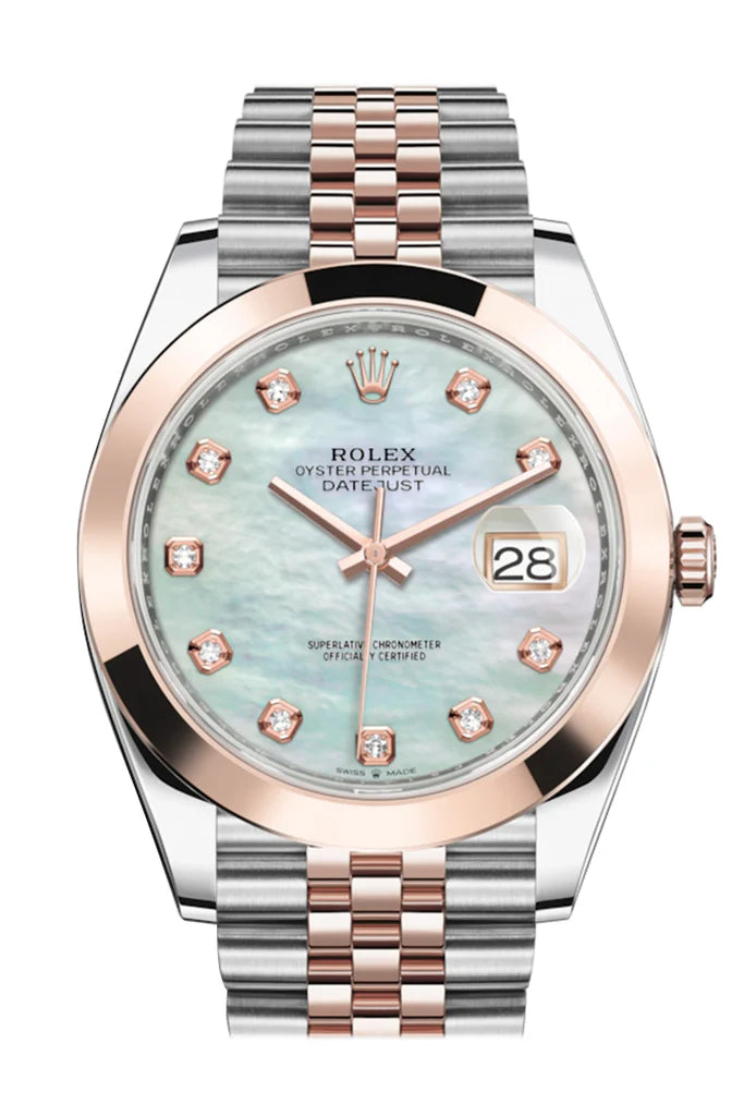 Rolex Datejust 41 Mother of Pearl Set with Diamonds Dial Rose Gold Smooth Jubilee Men's Watch (126301)