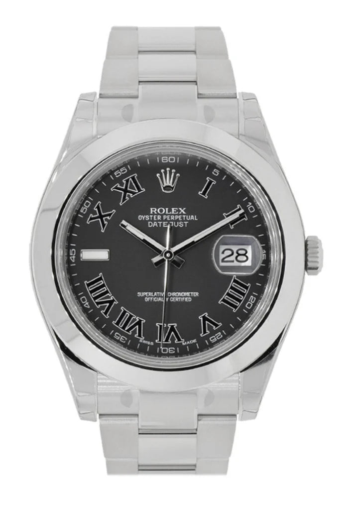 Rolex Datejust II Black Roman Dial Stainless Steel Oyster Automatic Men's Watch (116300)