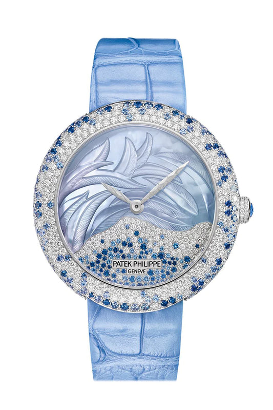 Patek Philippe Calatrava Automatic Mother of Pearl and Blue Sapphire White Gold Ladies Watch (4899/901G-001)