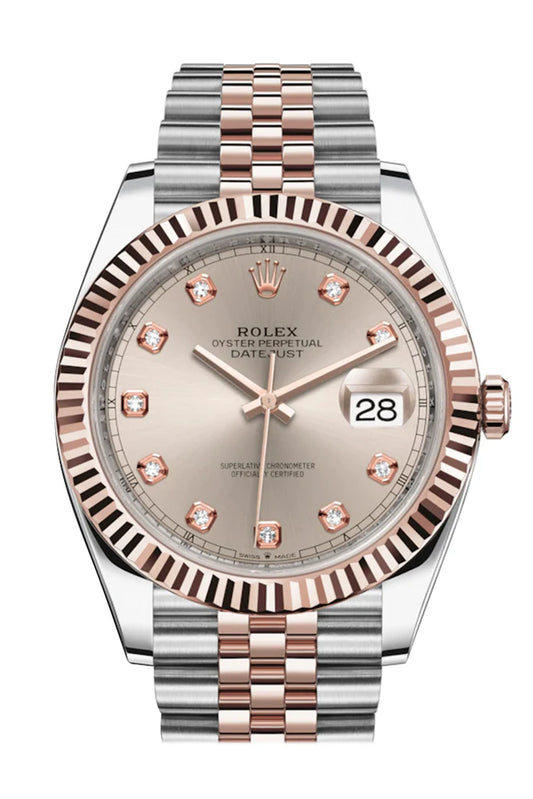 Rolex Datejust 41 Sundust Diamond Dial 18K Rose Gold Men's Watch (126331)