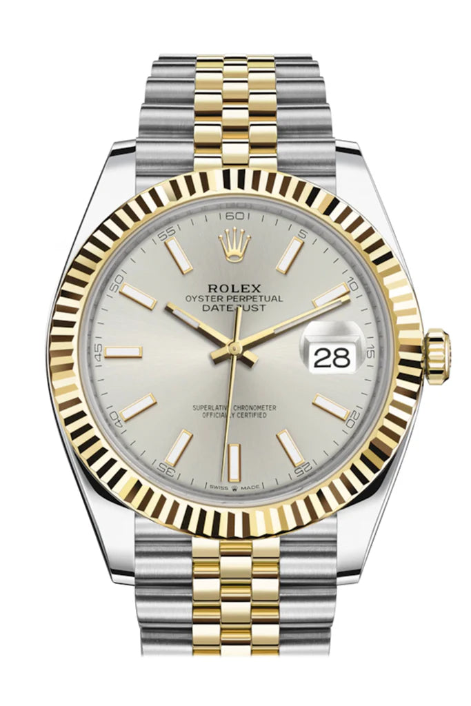 Rolex Datejust 41 Silver Dial 18K Yellow Gold Men's Watch (126333)