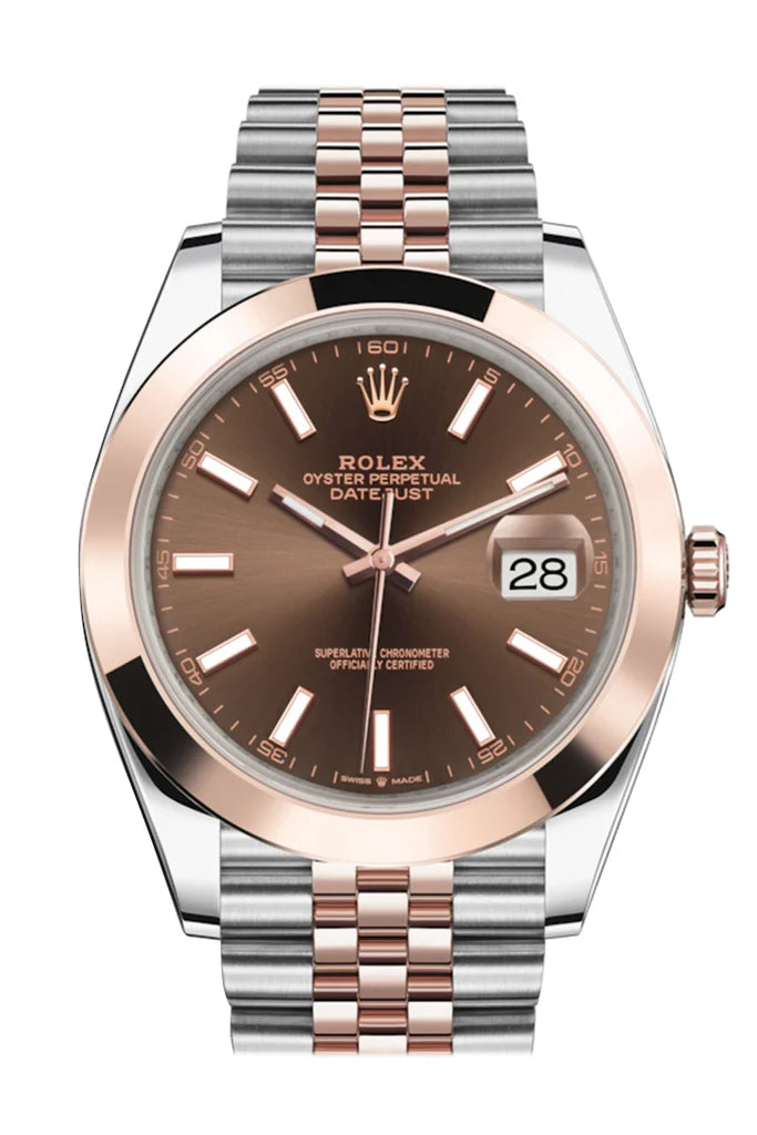 Rolex Datejust 41 Chocolate Dial 18K Rose Gold Men's Watch smooth (126331)