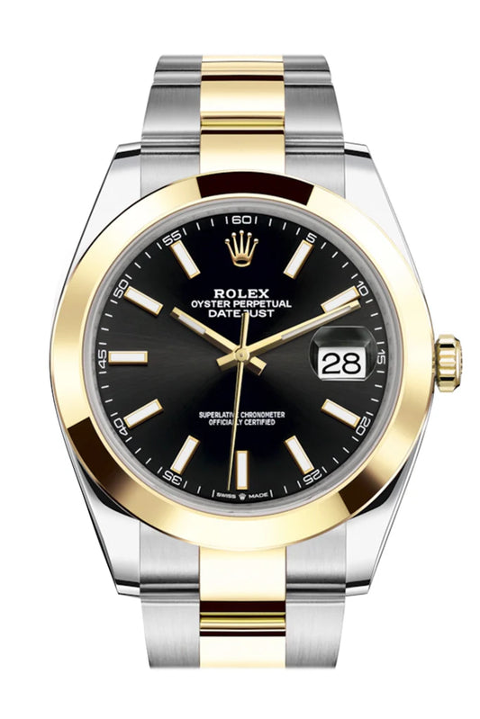 Rolex Datejust 41 Black Dial Steel and 18K Yellow Gold smooth Oyster Men's Watch (126303)