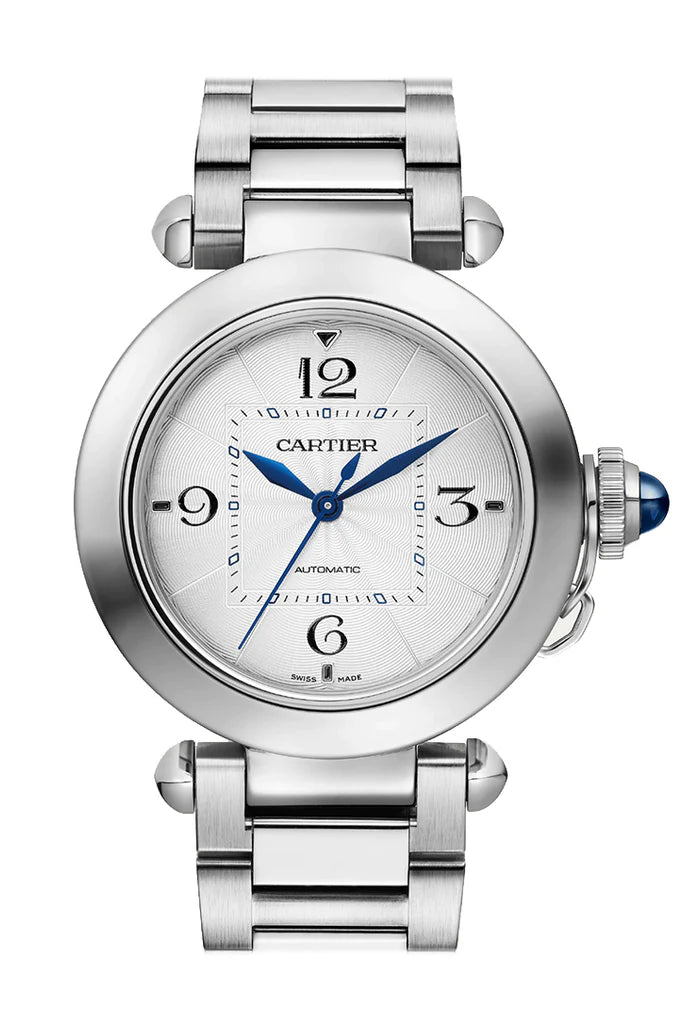 Cartier Steel Pasha Midsize Silver Dial WSPA0013