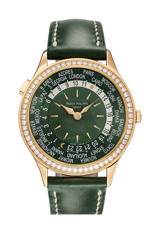 Patek Philippe World Time Green Dial Rose Gold Complications (7130R-014)