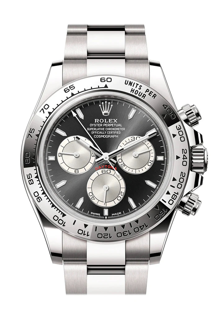 Rolex Daytona 40 Bright Black and Steel Dial White Gold Men's Watch 126509