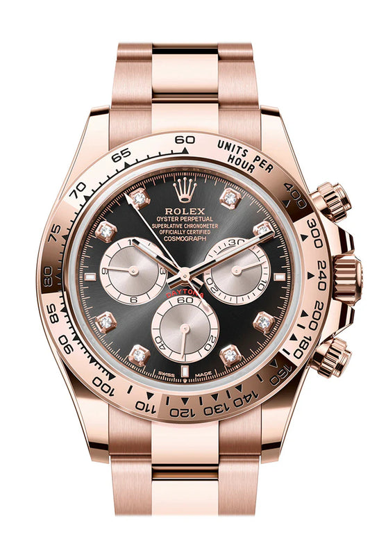 Rolex Daytona 40 Bright Black and Sundust Diamond Dial Rose Gold Men's Watch 126505