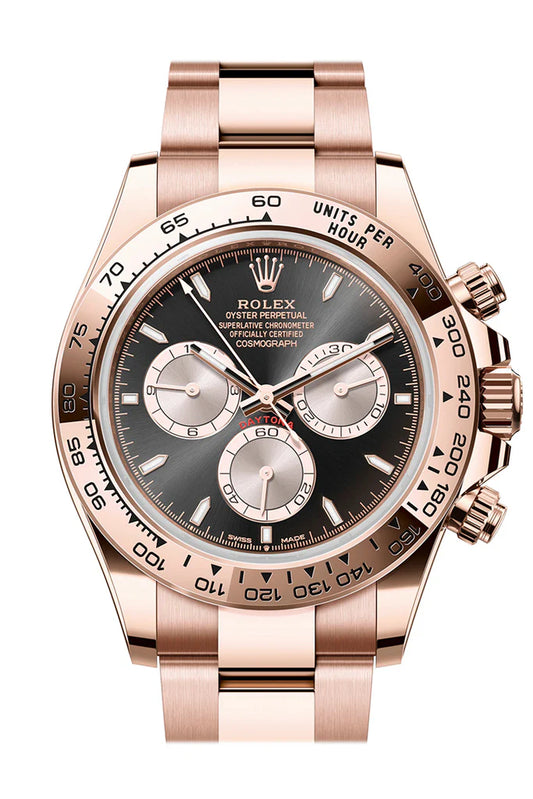 Rolex Daytona 40 Bright Black and Sundust Dial Rose Gold Men's Watch 126505