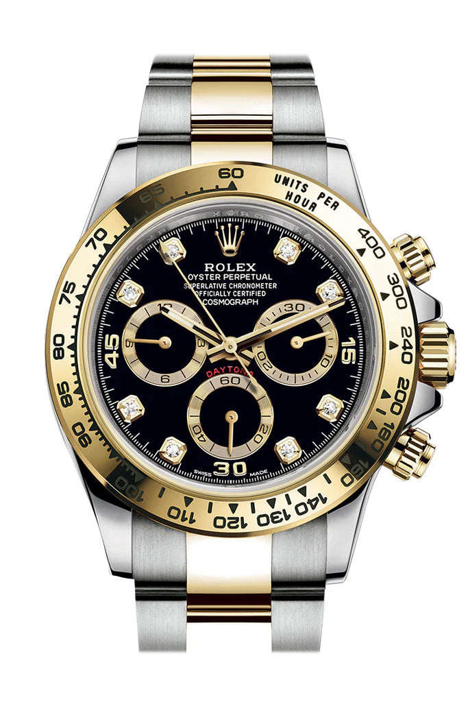 Rolex Daytona 40 Black Diamond Dial Two-Tone Oyster Men's Watch 116503