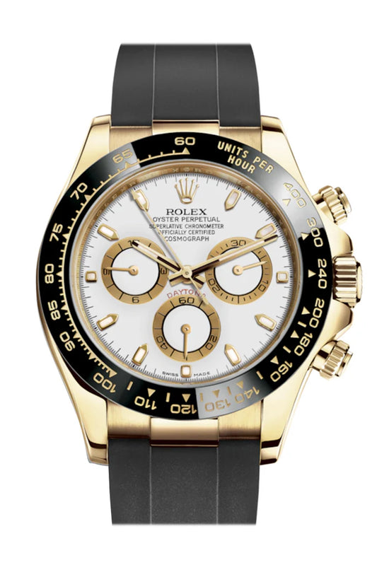 Rolex Cosmograph Daytona White Dial Yellow Gold Oysterflex Strap Men's Watch 116518LN/116518