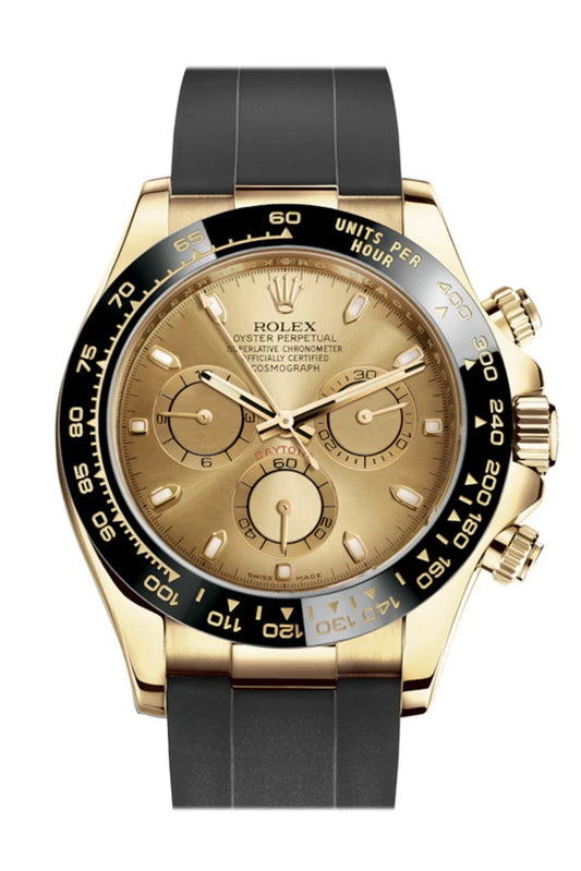 Rolex Cosmograph Daytona Champagne Dial Yellow Gold Oysterflex Strap Men's Watch 116518LN