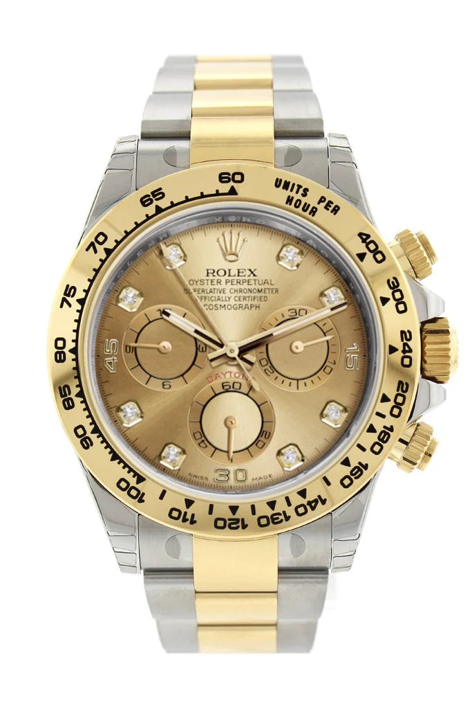 Rolex Cosmograph Daytona Champagne Diamond Dial Steel & 18K Yellow Gold Men's Watch 116503