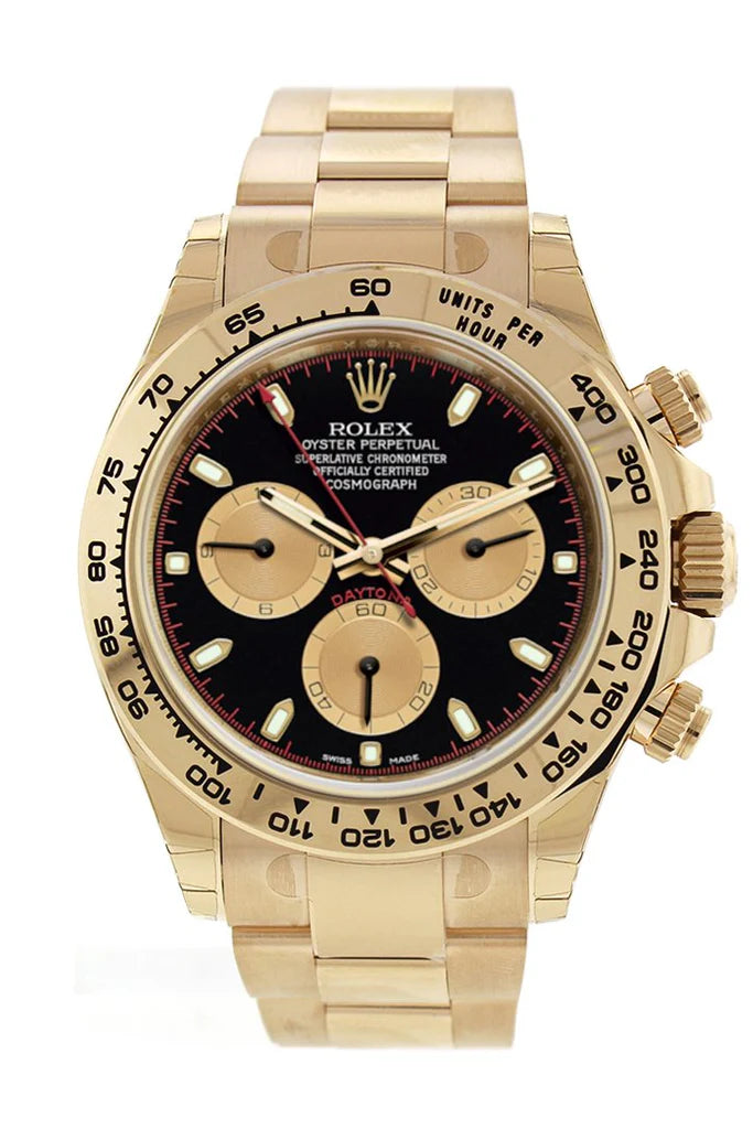 Rolex Cosmograph Daytona Black and Champagne Dial 18K Yellow Gold Men's Watch 116508