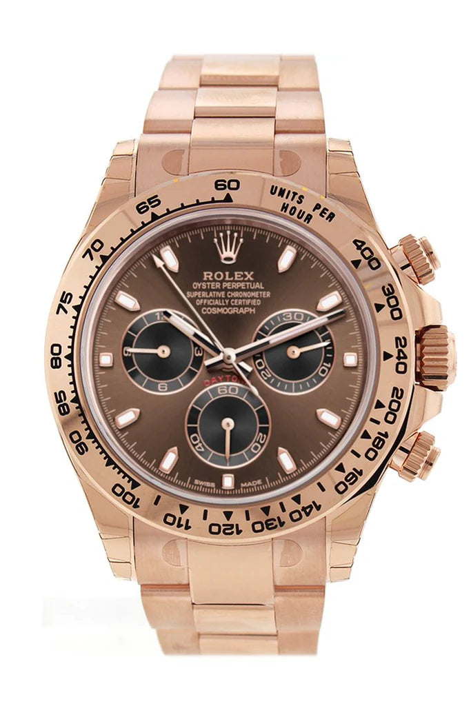 Rolex Cosmograph Daytona Chocolate Dial 18K Everose Gold Rolex Oyster Automatic Men's Watch 116505