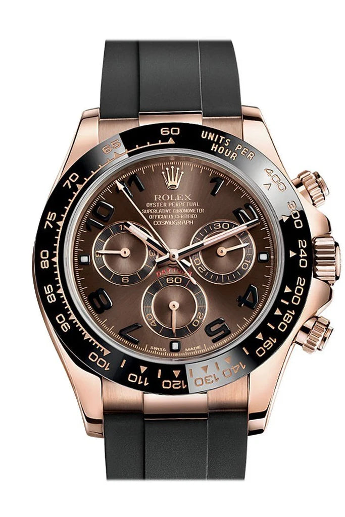 Rolex Cosmograph Daytona Chocolate and Black Dial Oysterflex Strap Men's Everose Watch 116515LN