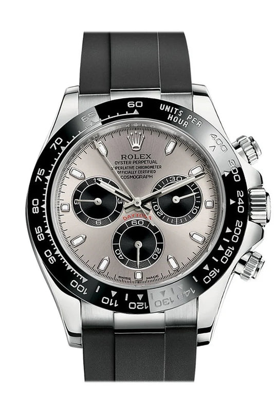 Rolex Cosmograph Daytona white gold and silver Dial Oysterflex Strap Men's Watch 116519LN